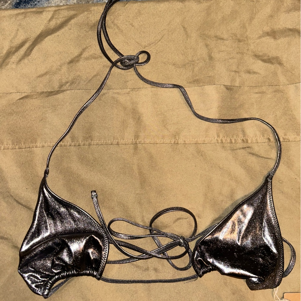Skims Metallic Bikini Top
